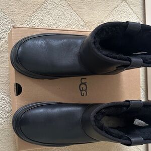 UGG Black Leather Ankle Boots